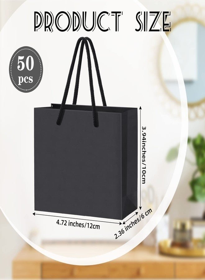 Yexiya 50 Pcs Black Mini Gift Bags with Handle Gift Card Bags Bulk Extra Small Paper Party Favor Boxes Tiny for Christmas Wedding Baby Shower Birthday Wrapping Supplies, 4.7 x 3.9 x 2.3 Inch - Image 2